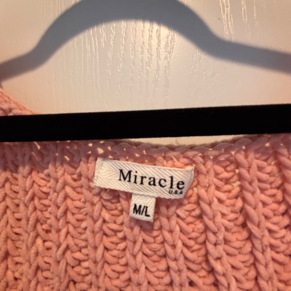 Miracle Pale Pink V-Neck Baggy Sweater, M/L - Picture 3 of 4
